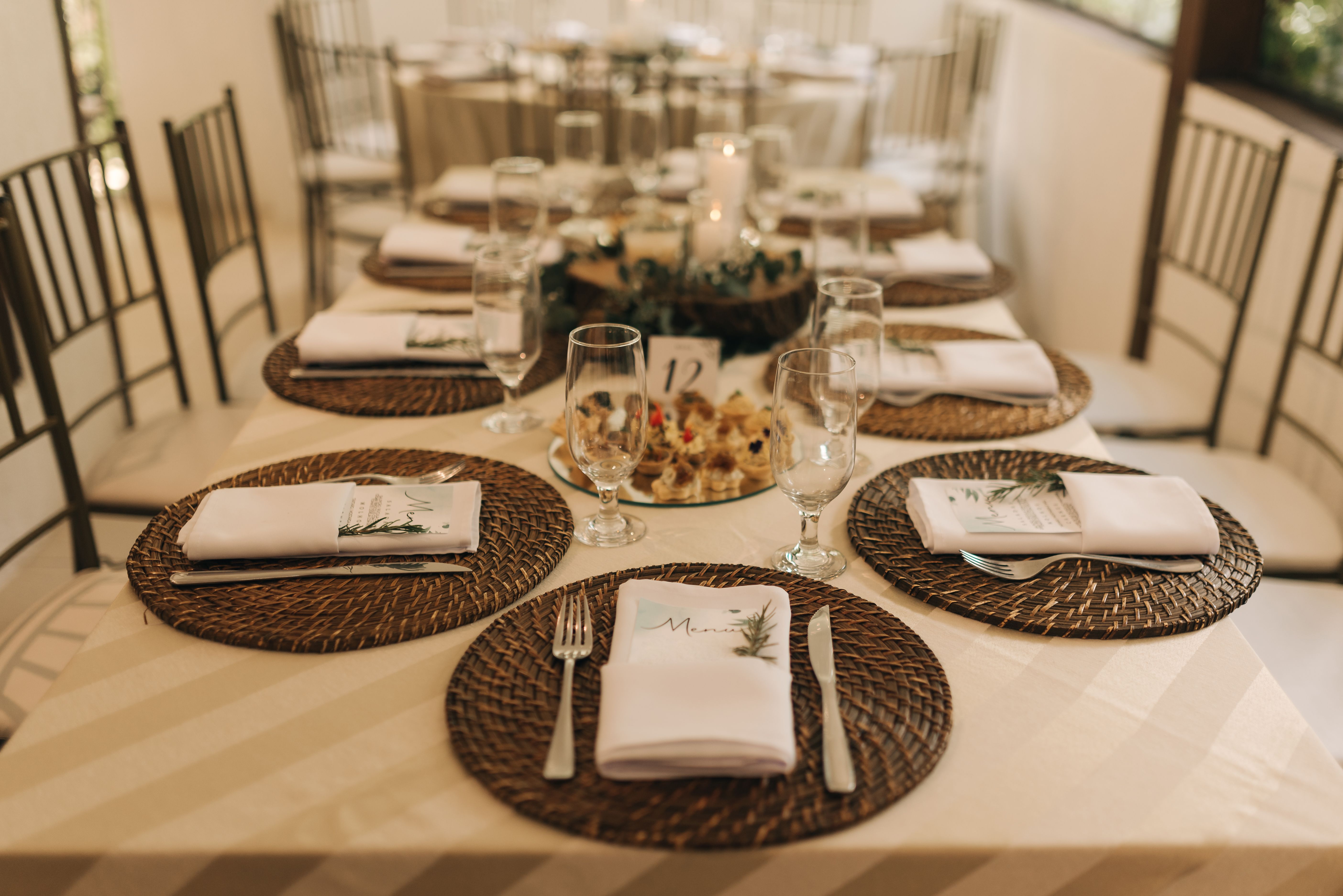 Elegant wedding reception table setting for a wedding